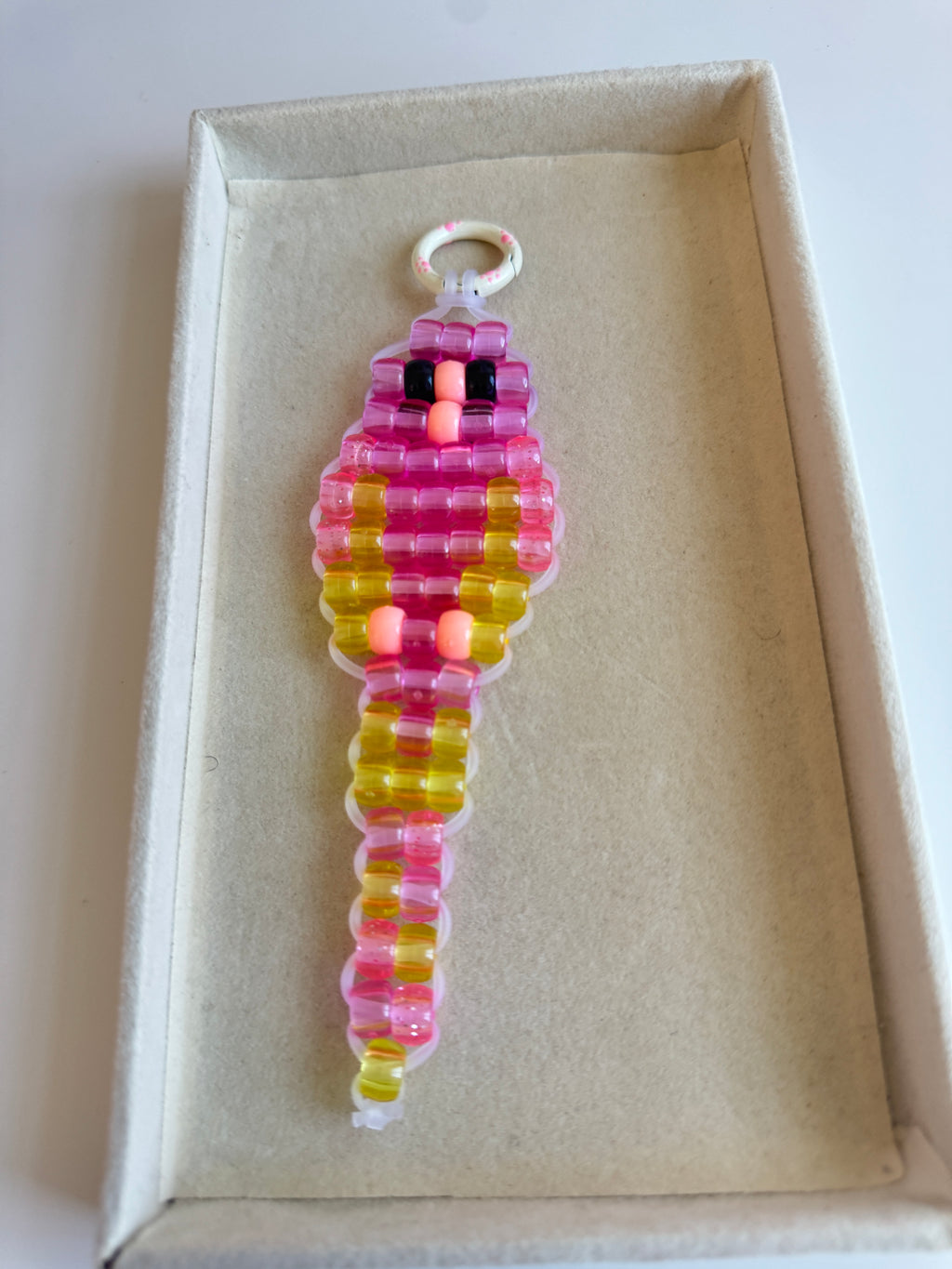 Pink Beaded Parrot Charm