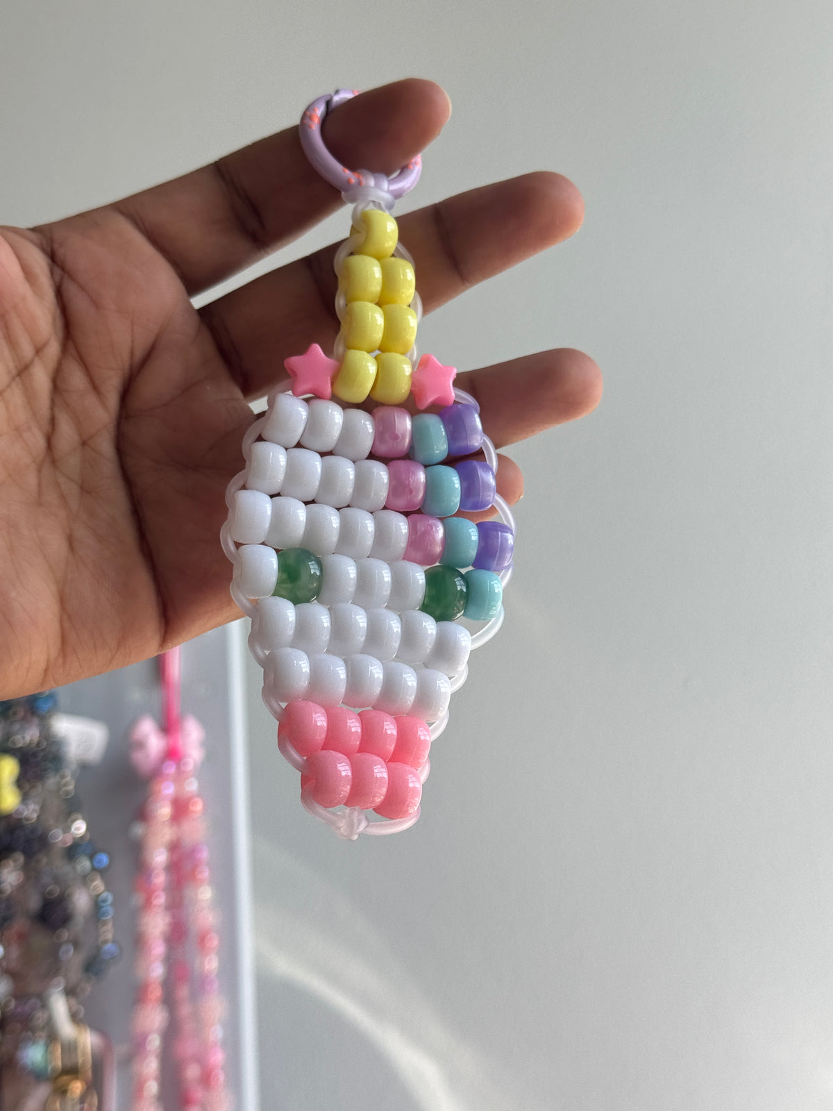 Pony Bead Unicorn Keychain