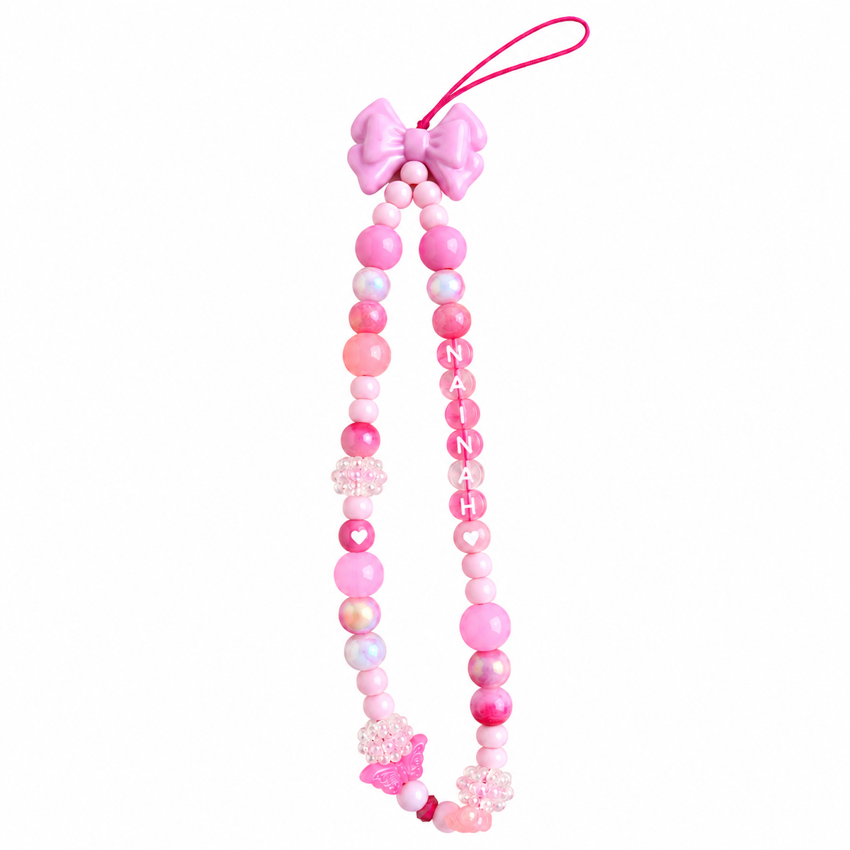 Personalized Pink Bow Phone Charm