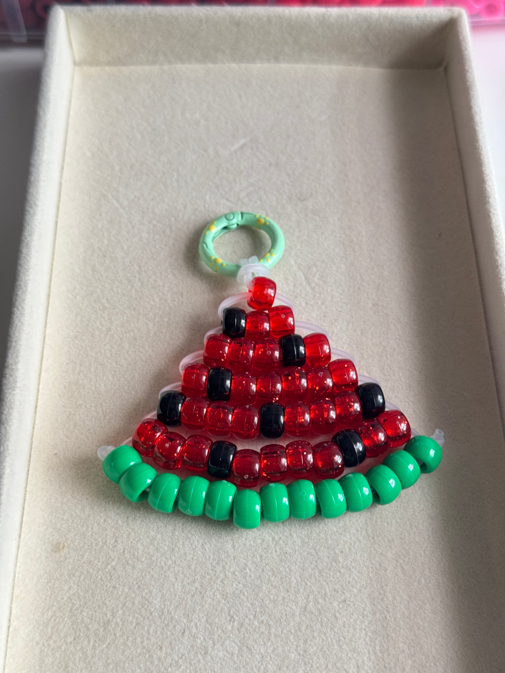 Watermelon Slice Beaded Charm