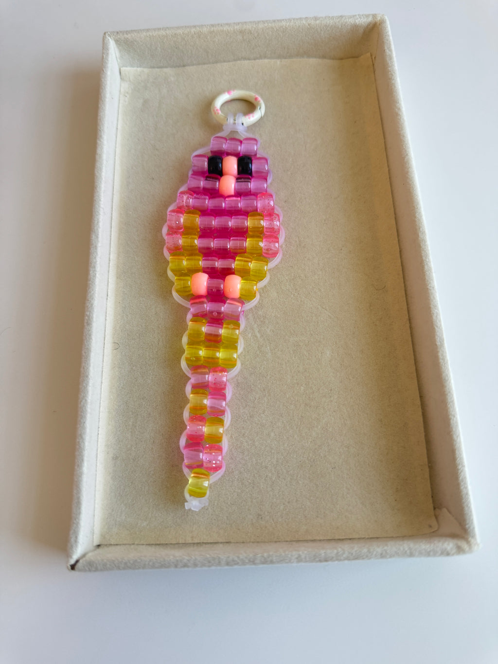 Pink Beaded Parrot Charm