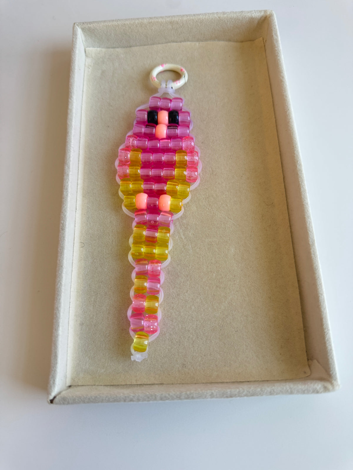 Pink Beaded Parrot Charm