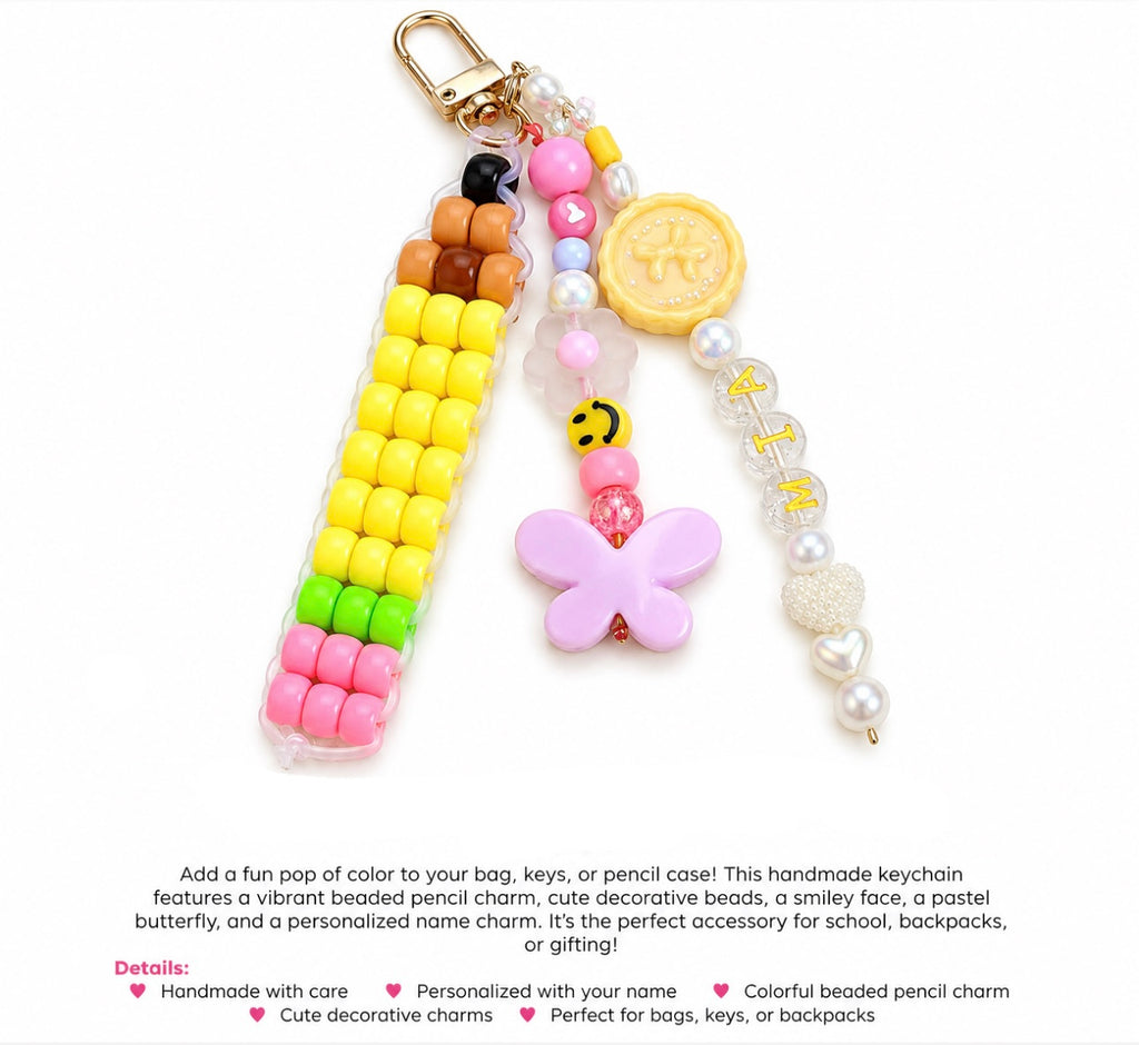 Personalized Beaded Bag Charm