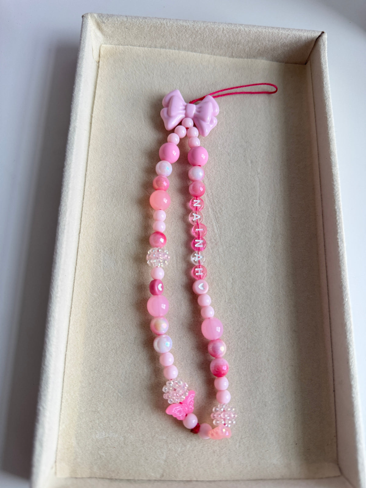 Personalized Pink Bow Phone Charm
