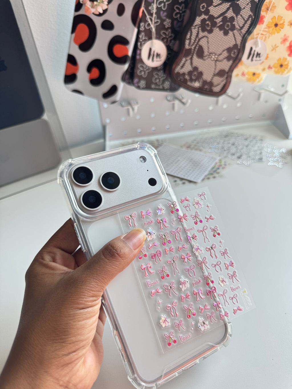 Pink Bow Phone Camera Stickers