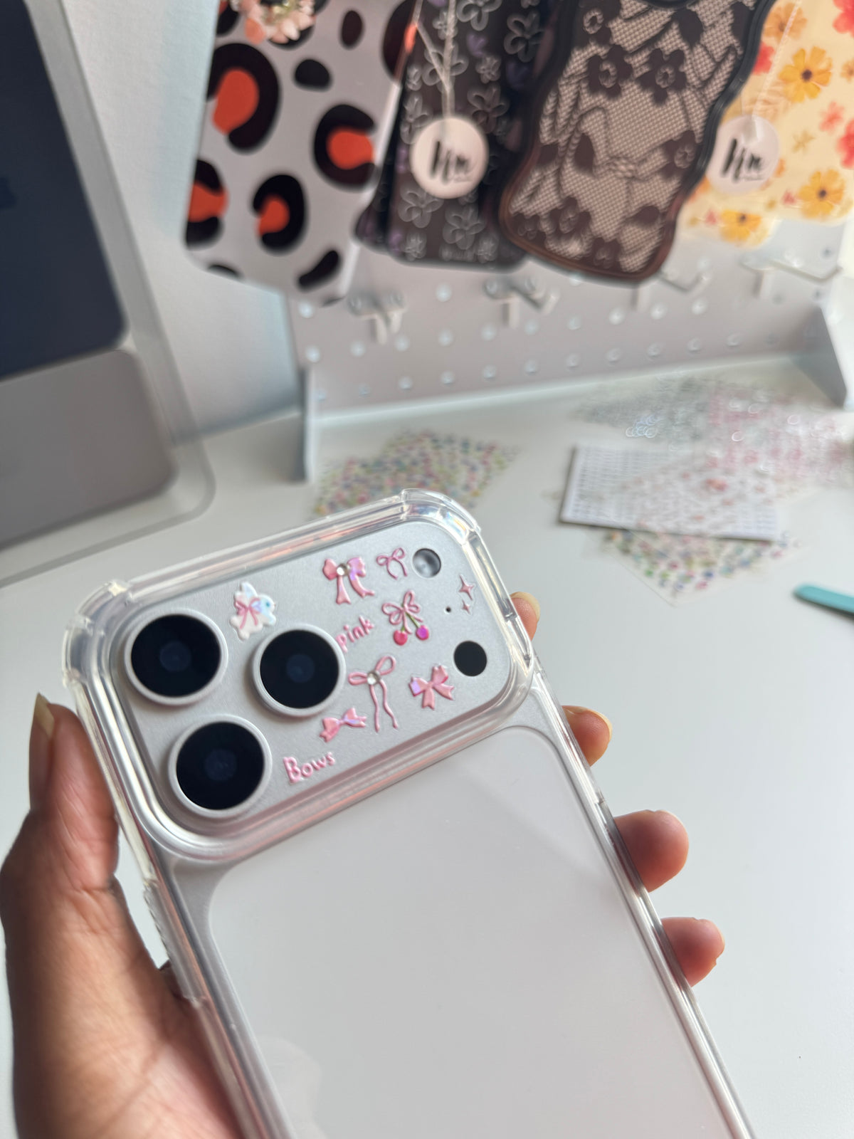 Pink Bow Phone Camera Stickers